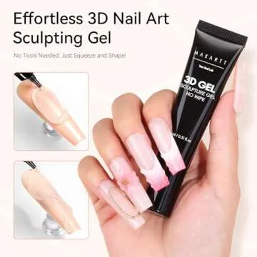 Makartt 3D Nail Gel - Nail Art Sculpting Gel Nail Glue 15g No Wipe Clear Gel Polish for Nail Designs Winter DIY Nail Art for Drawing, Molding, Sculpture and Decoration