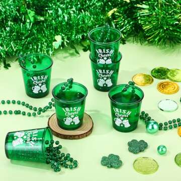 VioraWhite 20 Pcs St Patrick's Shot Glass Necklaces