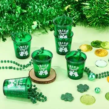 VioraWhite 20 Pcs St Patrick's Shot Glass Necklaces