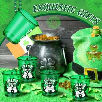 VioraWhite 20 Pcs St Patrick's Shot Glass Necklaces