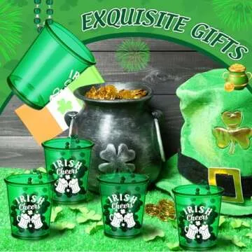 VioraWhite 20 Pcs St Patrick's Shot Glass Necklaces