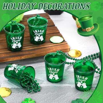 VioraWhite 20 Pcs St Patrick's Shot Glass Necklaces