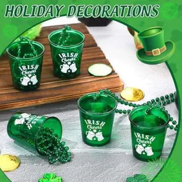 VioraWhite 20 Pcs St Patrick's Shot Glass Necklaces