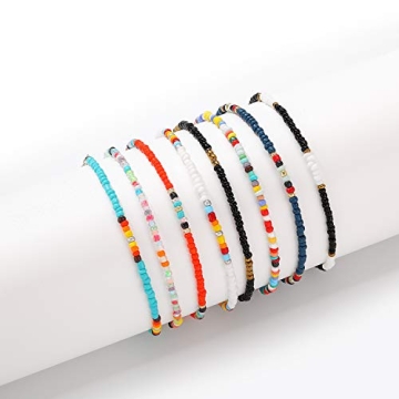 XIJIN Handmade Beaded Anklets Women Boho Colorful Adjustable
