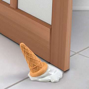 LIOOBO Plastic Door Stopper Ice Cream Shaped Slip Resistant Finger Protector Creative Door Stops