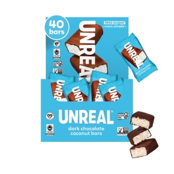 UNREAL Dark Chocolate Coconut Bars - Vegan, Low Sugar, 40 Mini Bars