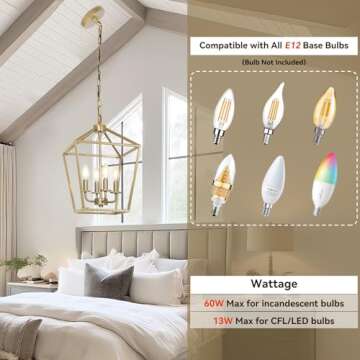 Modern 4 Light Chandelier - Stylish Metal Cage Fixture