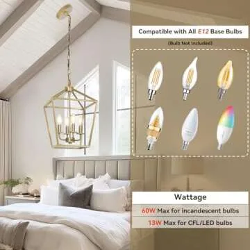 Modern 4 Light Chandelier - Stylish Metal Cage Fixture