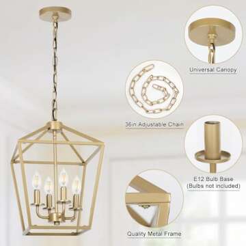 Modern 4 Light Chandelier - Stylish Metal Cage Fixture