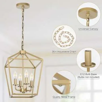 Modern 4 Light Chandelier - Stylish Metal Cage Fixture