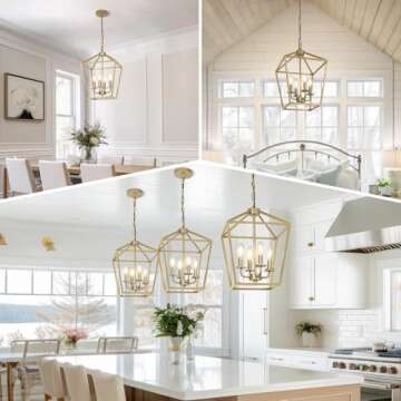 Modern 4 Light Chandelier - Stylish Metal Cage Fixture