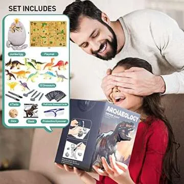 Woumserta Jumbo Dino Egg Dig Kit, Dinosaur Toys for Kids 5-7 8-12 with 12 Dinosaurs, Dinosaur Toys for 5 6 7 8 Year Old Boy Birthday Gift, Dinosaur Eggs Excavation Gifts for 5 6 7 Year Old Boy Girl