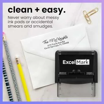 ExcelMark Custom Return Address Stamp – Self Inking Rubber Stamp – 3 Sizes and 8 Designs to Choose from