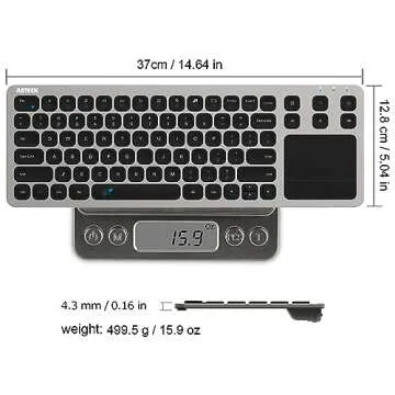 Arteck 2.4G Wireless Touch TV Keyboard with Easy Media Control and Built-In Touchpad Mouse Solid Stainless Ultra Compact Full Size Keyboard -Connected Computer, Smart TV, HTPC
