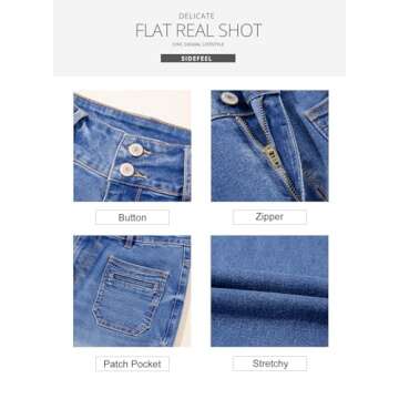 Sidefeel Jeans for Women Wide Leg High Waisted Stretchy Denim Pants Spring Outfit 2025 Womens Fashion Blue Size 14