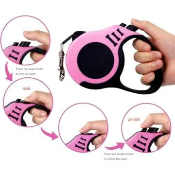 PETIMP Retractable Dog Leash Lightweight 16FT Leash, with Folding Bowl,Dispenser,Waste Bags, for Small Medium Dogs(Pink)