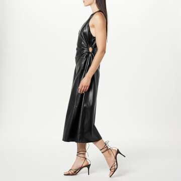 The Drop Women's Vegan Leather Cut-Out Midi Dress