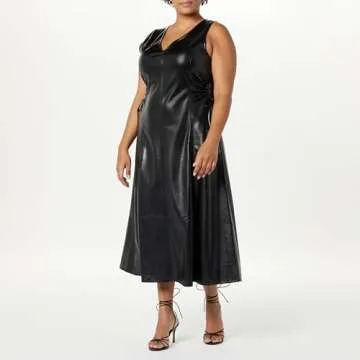 The Drop Women's Vegan Leather Cut-Out Midi Dress