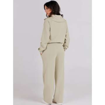 Caracilia Womens 2 Piece Outfits Lounge Sets Oversized Sweatshirt Sweatpants Sweatsuit Matching Sweat Set 2024 Fall Tracksuit Khaki Small