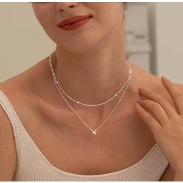 Stylish Tewiky Silver Layered Necklace for Elegant Women