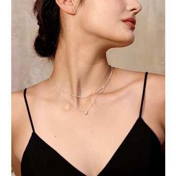 Stylish Tewiky Silver Layered Necklace for Elegant Women