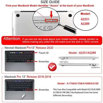 iCasso Compatible with MacBook Pro 13 Inch Case 2024-2016 Release A2338 M2 M1 A2251 A2289 A2159 A198...