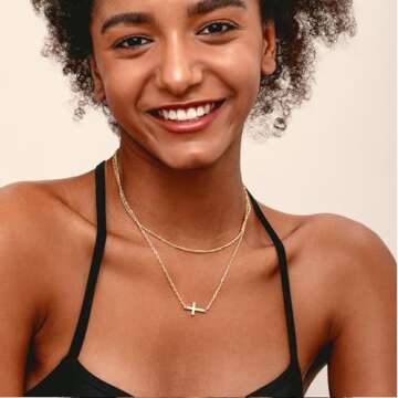 Stylish 14K Gold Cross Necklace for Women - Faith Jewelry