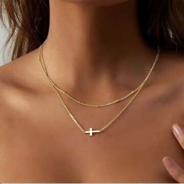 Stylish 14K Gold Cross Necklace for Women - Faith Jewelry