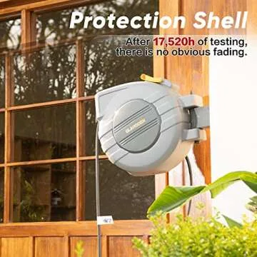 GLAHODEN 1/2" 115ft&140ft Retractable Garden Hose Reel Heavy Duty Automatic Hose Reel Wall Mount