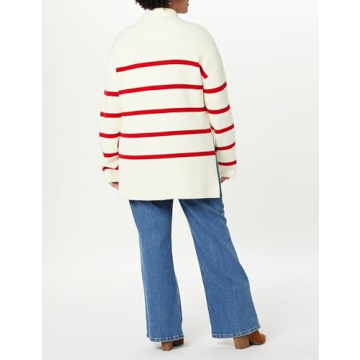 The Drop Women's Camilla Drop Shoulder Turtleneck Whisper White/Cherry Red, L