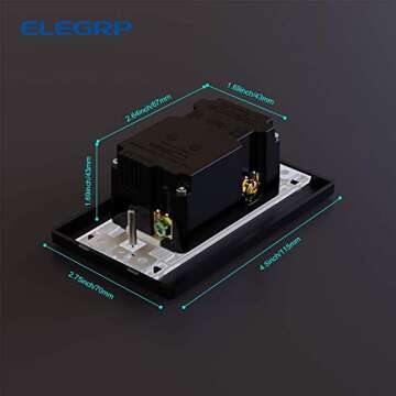 ELEGRP USB Outlet Receptacle, 36W Fast Charge & Power Delivery USB C Wall Outlet, 20 Amp Wall Outlet with USB Ports, Tamper Resistant, UL Listed, Wall Plate Included, 1 Pack, Matte Black