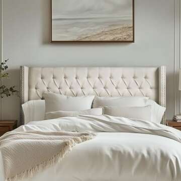 Madison Park Amelia Upholstered Headboard with Nailhead Trim