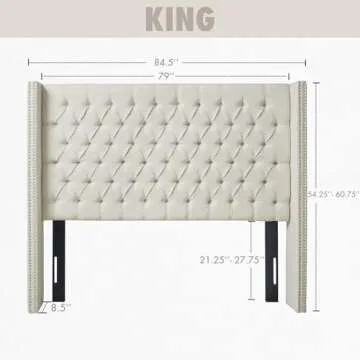 Madison Park Amelia Upholstered Headboard with Nailhead Trim