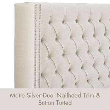 Madison Park Amelia Upholstered Headboard with Nailhead Trim