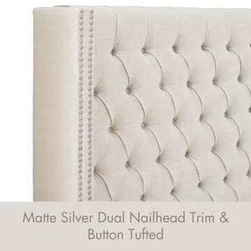 Madison Park Amelia Upholstered Headboard with Nailhead Trim