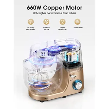 KUCCU 9.5 Qt Stand Mixer with 660W Power & Accessories