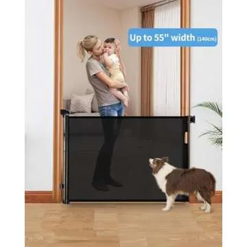Veraste Retractable Baby Gate - 33" Tall, Extends to 55" Wide, Perfect Child Safety Solution