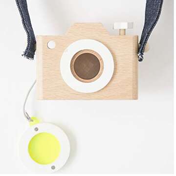 kiko+ Wooden Pretend Play Camera with Yellow & Kaleidoscope Lens for Toddlers and Kids