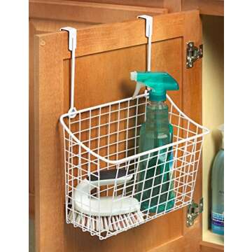 Spectrum Hanging Baskets for Organizing (Large, White) - Grid Over the Cabinet Wire Basket for Kitch...