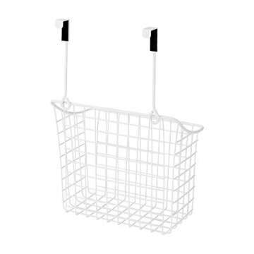 Spectrum Hanging Baskets for Organizing (Large, White) - Grid Over the Cabinet Wire Basket for Kitchen or Bathroom - Door Hanging Storage Organizer for Cleaning Supplies, Washcloths, & Hand Towels
