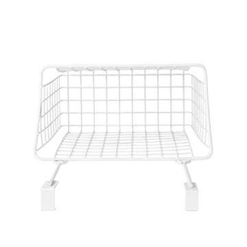 Spectrum Hanging Baskets for Organizing (Large, White) - Grid Over the Cabinet Wire Basket for Kitchen or Bathroom - Door Hanging Storage Organizer for Cleaning Supplies, Washcloths, & Hand Towels