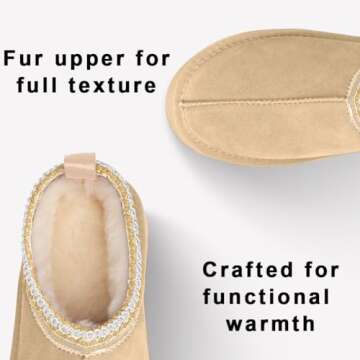 INPAKSA Women's Fashionable Fur-Lined Platform Mini Boots for Cozy Winter Wear