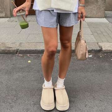 Women's Fur Lined Mini Platform Boots for Winter Comfort