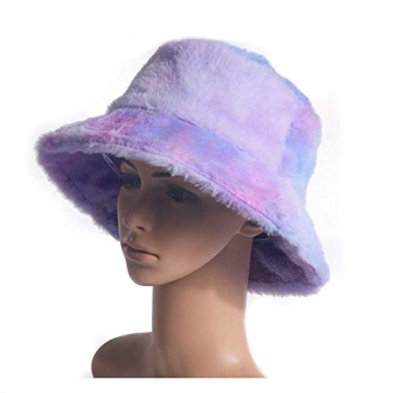 JUMISEE Fuzzy Tie Dye Winter Bucket Hat for Women