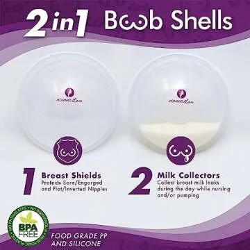 Mommyz Love Breast Shells & Milk Catcher for Breastfeeding No Plugs - Effective Relief for Cracked N...