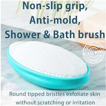 WIZKER® Premium Ingrown Hair Exfoliating Brush: Soft + Firm Face Body Scrubber, Sensitive Skin Exfoliator, Prevents Razor Bumps, Shave, Laser, Wax, Epilation, Dermaplaning – Waterproof, Mold Resistant