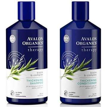 Avalon Organics All Natural Biotin B-Complex Therapy Thickening Shampoo and Conditioner For Hair Los...