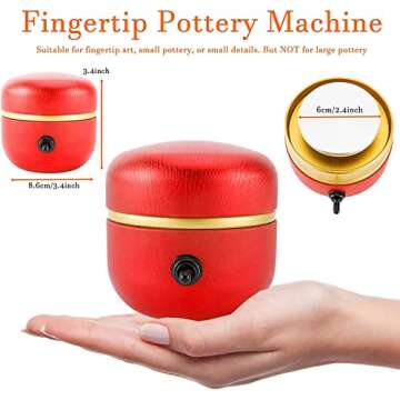 Toolly Mini Electric Pottery Wheel Machine Small Pottery Forming Machine with Tray for DIY Ceramic W...