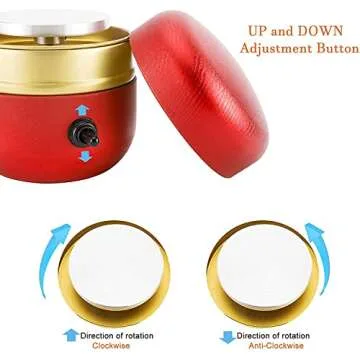 Toolly Mini Electric Pottery Wheel Machine Small Pottery Forming Machine with Tray for DIY Ceramic Work Clay Art Craft (Red)