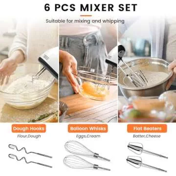 JanQee 7-Speed Electric Hand Mixer with 6 Accessories